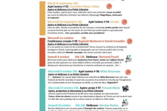 Nouvelle saison d'Apér'Auteur - Rencontre - conférence - projection et dédicace !!!